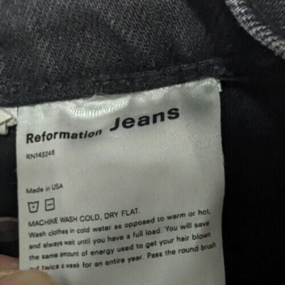 Reformation Cynthia High Relaxed Black Daisy Jeans Women's Size 25 - Picture 3 of 10